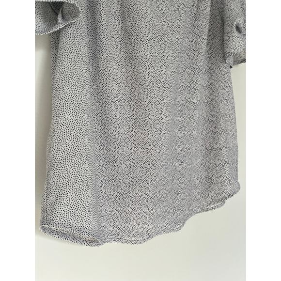 Maison d'Amélie Short Sleeve Blouse White Black Polka Dot Puff Sleeve Relaxed - Picture 5 of 7